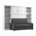Bestar Bestar Pur Full Murphy Bed with Sofa and Shelving Units (109W) in White 26793-000017